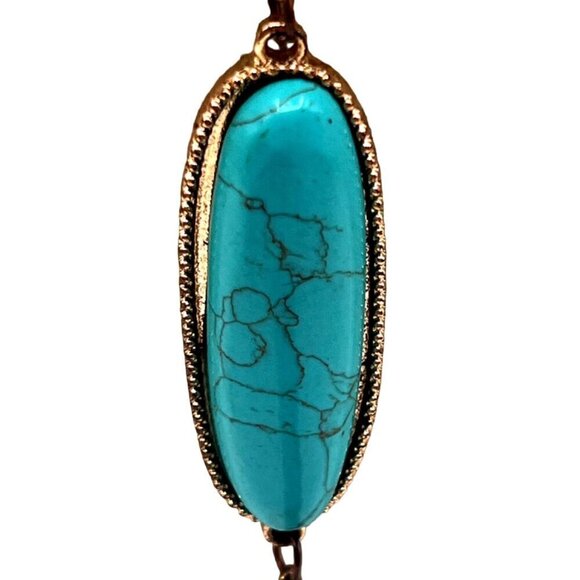 Turquoise Howlite Pendant Necklace With Tassel Chain. A99 - Picture 5 of 8